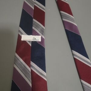 Ketch Men's Classic Striped Tie - Burgundy, Navy, and Gray
